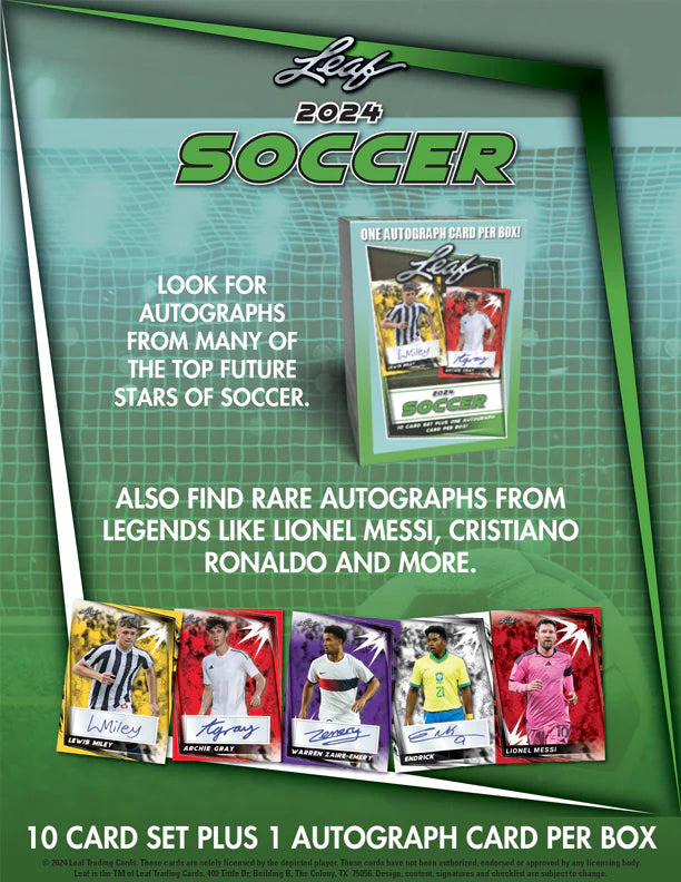 Leaf Soccer Blaster Box- 10 Cards + 1 Autograph