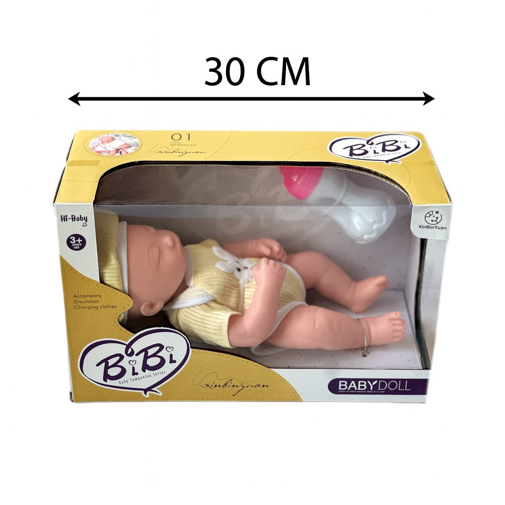 Bibi Baby Silicone Companion Doll β Yellow Bunny Outfit (Eyes Closed) π€π°