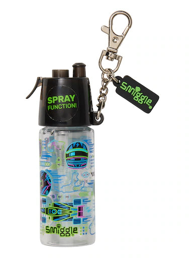 Smiggle Mini Spritz Drink Bottle Keyring – Cars 🏎️ 🏁