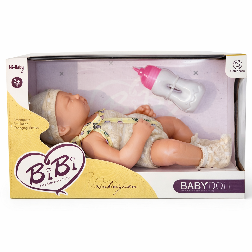 Bibi Baby Silicone Companion Doll- with knit outfit (eyes closed) 💤
