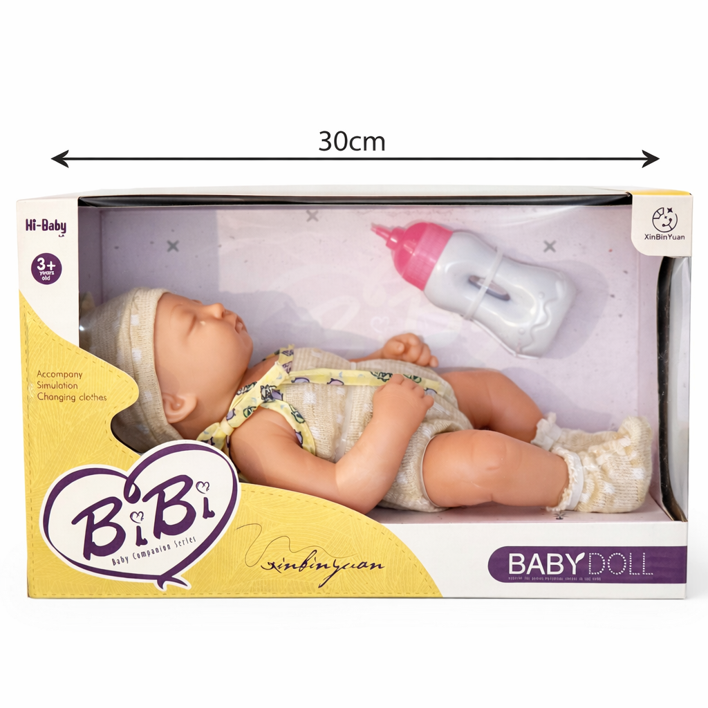 Bibi Baby Silicone Companion Doll- with knit outfit (eyes closed) 💤